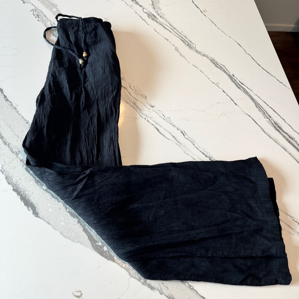Zara Long Black Wide-Leg Pants